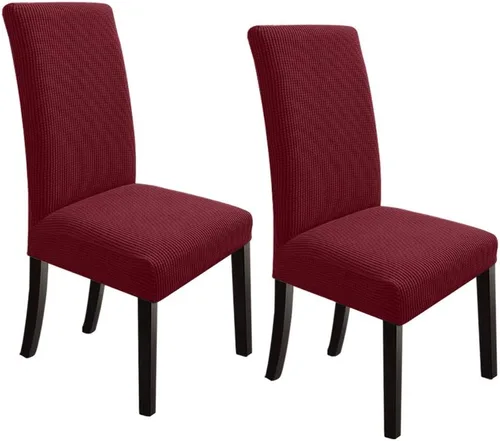 NORTHERN BROTHERS Juego de 2 fundas para sillas de comedor, fundas elásticas para sillas Parsons, color rojo vino