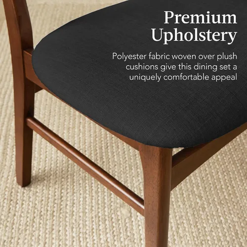 Miniatura 5 de Best Choice Products Juego de comedor de madera de 6 piezas, mesa moderna de mediados de siglo y sillas tapizadas con asiento de banco, patas