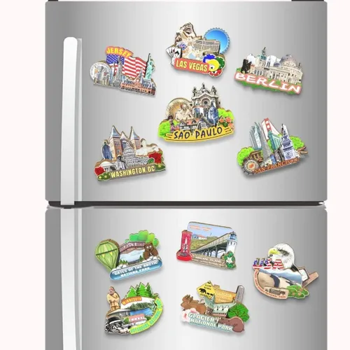 Miniatura 4 de Imán de madera para nevera de Sao Paulo de Estados Unidos, 3D, monumentos de viaje, coleccionables, recuerdos, decoración hecha a mano2