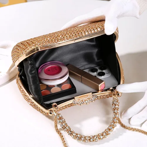 Miniatura 2 de Dreubea Bolso de mano hermoso para mujer, bolso de mano de moda brillante con diamantes de imitación