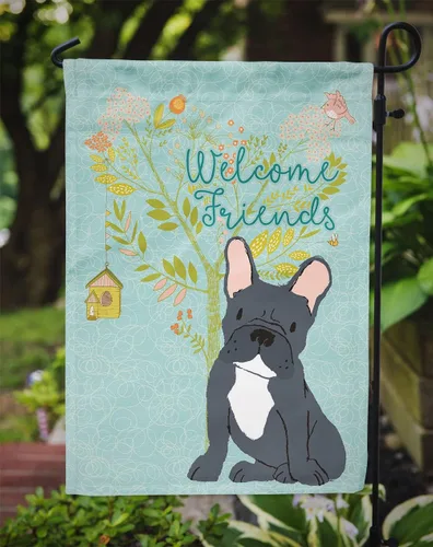 Miniatura 4 de Caroline's Treasures BB7632GF Bandera de jardín con texto en inglés «Welcome Friends» de Bulldog francés negro para buzón, bandera decorativa