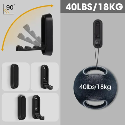 Miniatura 6 de Dntorx Ganchos plegables de pared, 2 piezas ganchos plegables negros para abrigos de alta resistencia, gancho plegable, ganchos para toallas