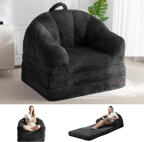 Miniatura 12 de MAXYOYO Sofá Cama Plegable, Sofá Convertible 2 en 1 a Sillón Reclinable, Cómoda Silla Puf Individual para Adultos, Sofá Cama Reclinable de Piso