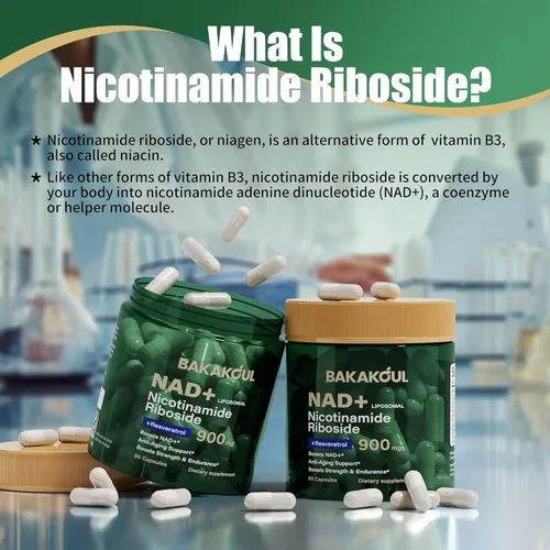 Miniatura 4 de BAKAKOUL Suplemento NAD – Ribosida de nicotinamida liposomal, resveratrol, quercetina, NAD nicotinamida ribósido resveratrol 900 mg, suplemento NAD+