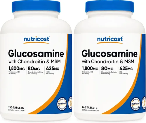 Nutricost Glucosamina 1800 mg con condroitina y MSM, 240 tabletas, 120 porciones, sin OMG, sin gluten (paquete de 2)