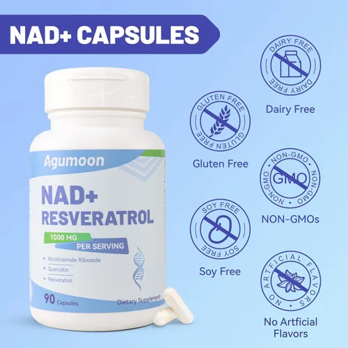 Miniatura 6 de Suplemento NAD+ de 1000 mg, suplemento liposomal de ribósido de nicotinamida NAD con resveratrol y quercetina para mujeres y hombres - 90 cápsulas