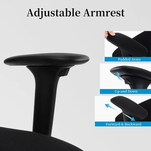 Miniatura 5 de YFO Silla de oficina grande y alta de 500 libras, silla de escritorio para computadora con soporte lumbar ajustable, malla ergonómica resistente
