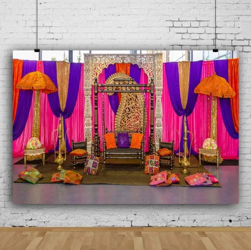 Miniatura 3 de Telón de fondo Diwali de 5 x 3 pies para boda india, fondo de cabina de fotos Happy Holi, telón de fondo marroquí marroquí para fotos, telón