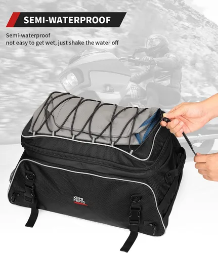 Miniatura 7 de KEMIMOTO Bolsa de Portaequipajes de Viaje para Motocicleta Expandible 20-25L Bolsa de Maletero Suave Plegable con Correas de Barra Compatible