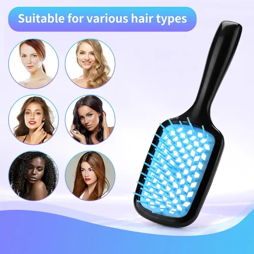 Miniatura 3 de Cepillo desenredante para el cabello, rápido de quitar el pelo anudado, cerdas súper suaves, antiestático, adecuado para cabello seco, húmedo y Azul