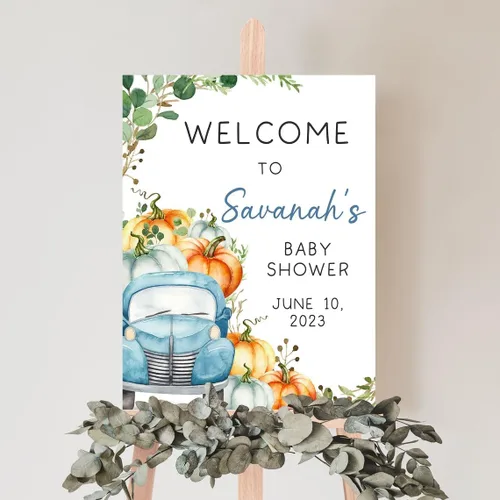 Miniatura 22 de Cartel de bienvenida de baby shower, cartel de bienvenida editable con texto en inglés "It's a Girl Woodland", letrero de bienvenida de baby shower