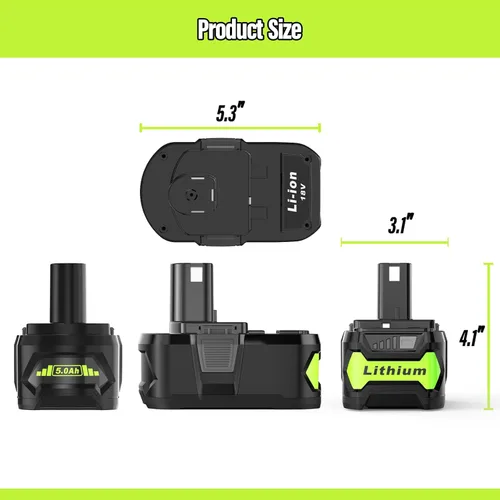 Miniatura 6 de Paquete de 2 baterías de repuesto de 5000mAh para Ryobi 18V Batería P102 P103 P104 P105 P107 P108, compatibles con herramientas inalámbricas Ryobi