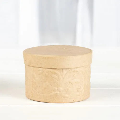 Miniatura 3 de Paquete de 12 cajas redondas de papel maché en relieve de Factory Direct Craft – Cajas redondas de papel maché en relieve con tapas. Úsalo como una