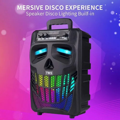 Miniatura 4 de Altavoz Bluetooth portátil con subwoofer, altavoces inalámbricos, gran soporte, radio FM, tarjeta TF, luces LED, reproductor de MP3, fiesta