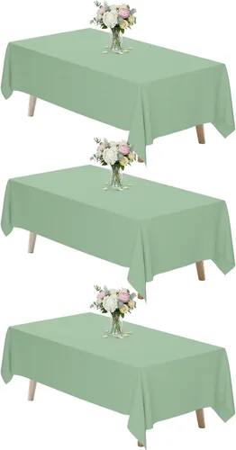 Miniatura 53 de Fixwal Paquete de 2 manteles rectangulares negros de 60 x 102 pulgadas, reutilizables, resistentes, lavables, para mesas de 6 pies, bodas, fiestas