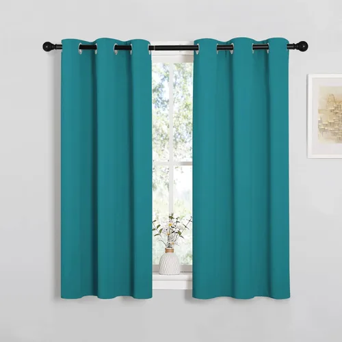 NICETOWN Cortinas opacas cortas para ventana de cocina, con ojales, oscurecimiento de habitación, reducción de ruido, cortinas térmicas sólidas y