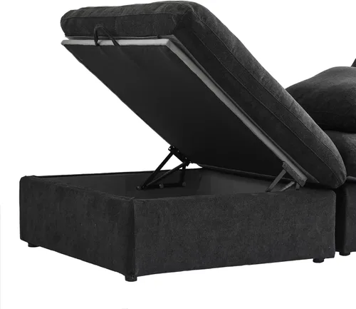 Miniatura 4 de Sofá modular Cloud de 79 pulgadas, sofá biplaza modular convertible con otomana de almacenamiento, sofá de tela de lino y algodón para sala