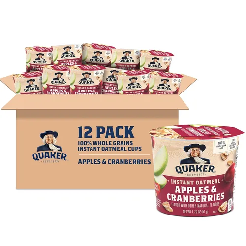 Miniatura 9 de Quaker Tazas de Avena Instantánea Express, 10g de Proteína, Paquete Variado de 2 Sabores, (Paquete de 12)
