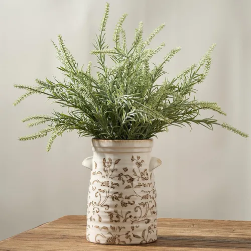 Miniatura 14 de SIDUCAL Florero rústico de cerámica estilo granja Florero bohemio de cerámica decorativo para flores de 7 pulgadas con acabado de esmalte de arena