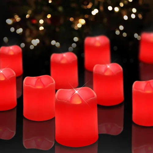 Miniatura 9 de SHYMERY Velas votivas sin llama, velas falsas eléctricas parpadeantes sin llama, paquete de 24 velas LED de té LED de más de 200 horas a