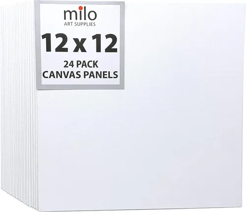 Miniatura 6 de milo Tableros de lienzo para pintar 12 x 12 pulgadas Paquete de 24 paneles de lienzo planos, imprimados y listos para pintar suministros de arte