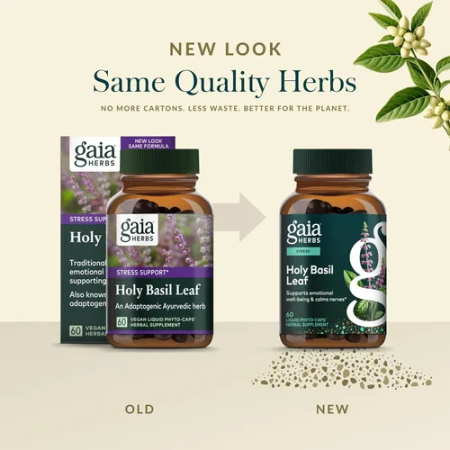 Miniatura 6 de Gaia Herbs Hoja de albahaca sagrada - Tradicionalmente utilizada para apoyar la respuesta al estrés - Hierba ayurvédica adaptogénica* - 60