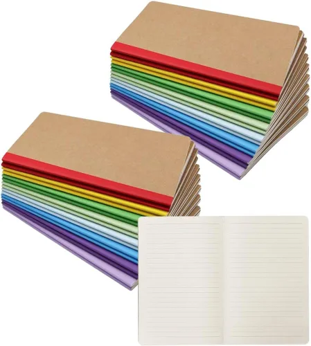 40 paquetes de cuadernos de papel kraft rayados A5, 8.3 x 5.5 pulgadas, cuadernos de diario, cuaderno de composición de tapa blanda Kraft a granel,