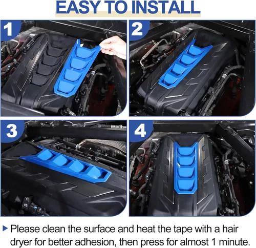 Miniatura 7 de Daeiclru Cubierta de cubierta de motor compatible con Chevrolet Corvette C8 2020-2023, cubierta de panel de bahía de motor de plástico ABS (azul)