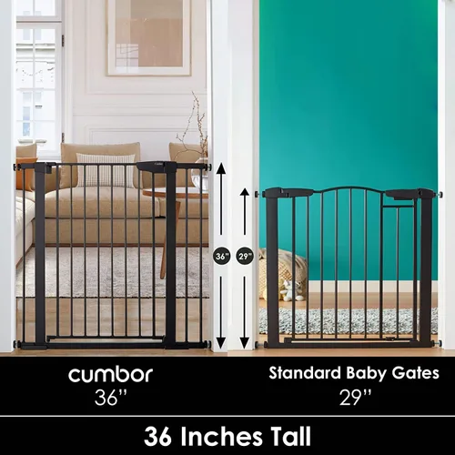 Miniatura 3 de Cumbor Puerta de bebé extra alta de 36 pulgadas para escaleras, puerta para perros de 29.7-40.6 pulgadas de ancho para puertas, puertas de mascotas