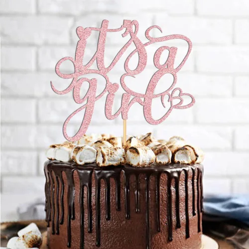 Miniatura 7 de Decoración para tartas con texto en inglés "It's a Girl" para baby shower, revelación de género, suministros para fiesta de primer cumpleaños