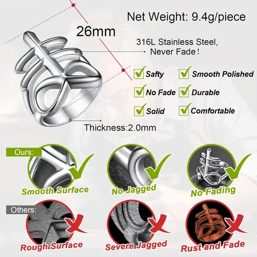 Miniatura 4 de FaithHeart Anillos de cruz de Satán Leviathan para hombre, acero sin estátula para la iglesia satánica, joyería de motociclista, anillos