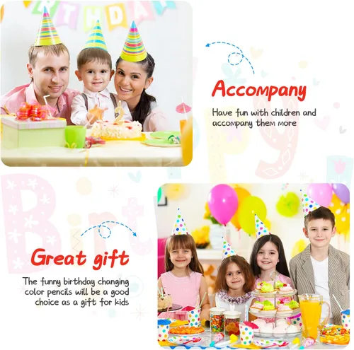 Miniatura 6 de Gersoniel 30 lápices de feliz cumpleaños para estudiantes, niños, suministros de regreso a clases, lápices que cambian de color, lápices