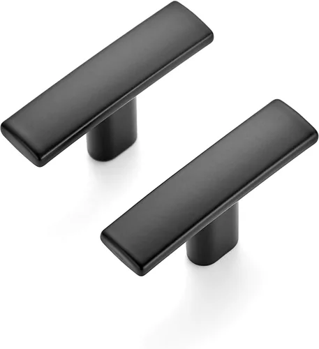 Ravinte Paquete de 25 tiradores curvados de 1-3/4 pulgadas para gabinete, color negro mate, manijas de armario de cocina, manijas de gabinete de