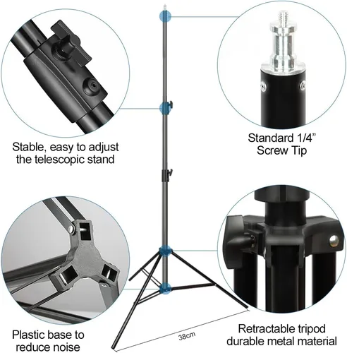 Miniatura 2 de Soporte de luz de fotografía de 9.33 pies/9.2 ft, soporte de trípode de luz de aluminio resistente, soporte de iluminación para estudio fotográfico
