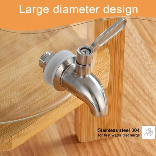 Miniatura 7 de Dispensador de bebidas, dispensador de bebidas de vidrio de 2.1 galones con soporte, dispensador de agua de vidrio con espita, dispensadores
