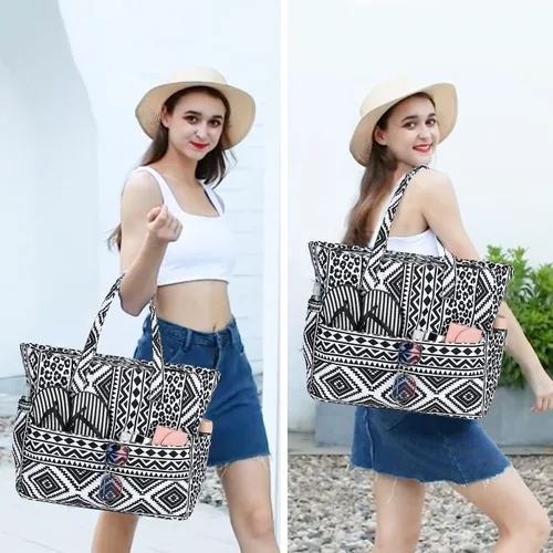 Miniatura 2 de Bolsa de playa y piscina para mujer, grande, bolsa de gimnasio con compartimento húmedo para viajes, impermeable