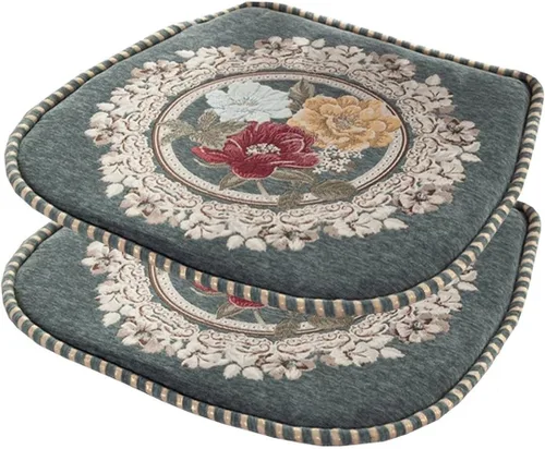 Miniatura 30 de EORNOW Juego de cojines para silla de comedor con lazos, juego de 1/2/4, almohadillas antideslizantes para silla de comedor con funda extraíble