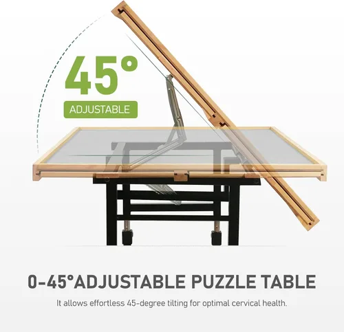 Miniatura 4 de BuilderButler Mesa de rompecabezas de 1500 piezas con ruedas, con cajones y cubierta, 33.58 x 24.92 pulgadas, altura ajustable e inclinación de 45°