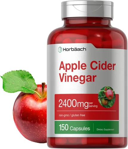 Horbäach Cápsulas de vinagre de sidra de manzana | 2400 mg | 150 unidades | Suplemento sin OMG, sin gluten