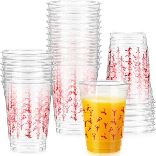 Tanlade 50 tazas de plástico de 12 onzas para hervir cangrejos de langosta vasos desechables para fiestas de cangrejos para langosta, mariscos,
