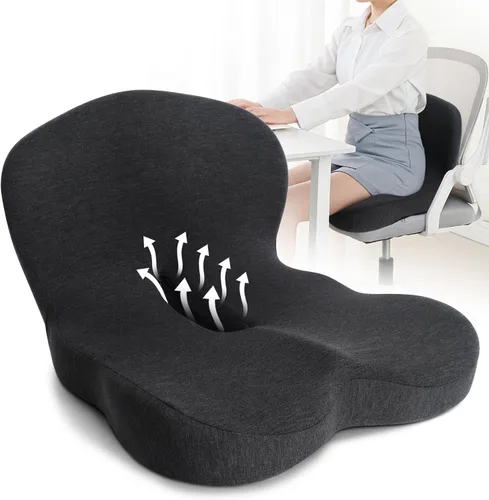 Cojín de asiento de espuma viscoelástica, cojín de silla para silla de oficina, asiento de automóvil, alivia la presión del coxis, ciática, dolor de