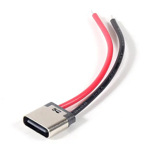 Miniatura 4 de 8pcs Bare Board Type-C Female Chassis Waterproof 2P Solder Wire Type USB C Pigtail Cable Extension Power Cable USB-C Plug to 2 Pin Bare Wire Open