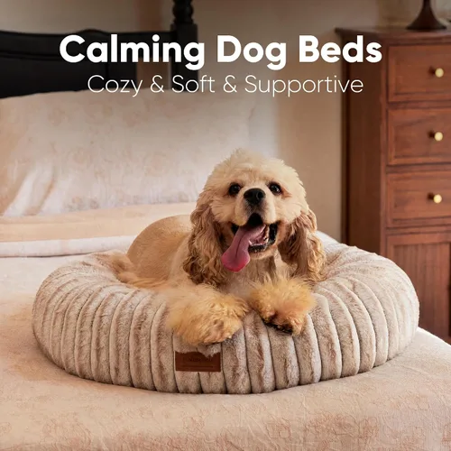 Miniatura 2 de FUKUMARU Cama para Perros, Camas Calmantes en Forma de Dona para Cachorros Ansiosos, Cama Moderna y Estética para Gatos con Estampado Degradado