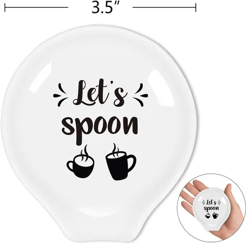 Miniatura 2 de Littlefa Let's Spoon - Cuchara de café con frase divertida, soporte para cuchara de café con frase divertida, soporte para cuchara pequeña
