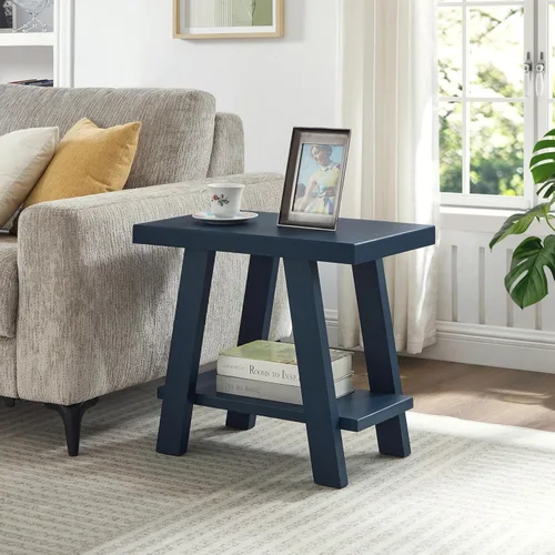 Miniatura 17 de Roundhill Furniture Athens Mesa Auxiliar Contemporánea de Madera con Estante, Negro
