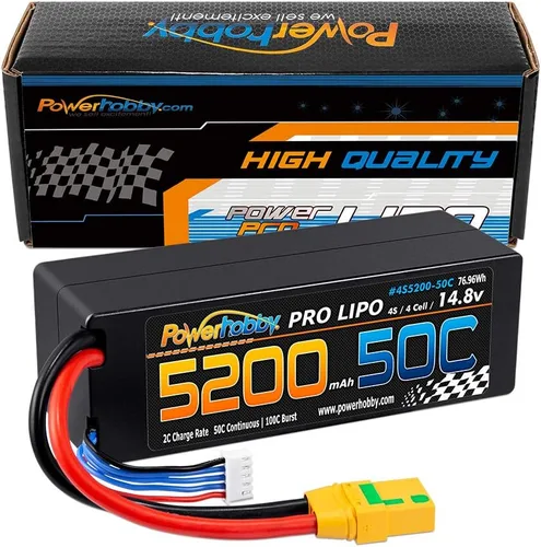 Miniatura 7 de Powerhobby 4S 14.8V 5200mAh 50C-100C Lipo - Carcasa rígida para batería de 4 celdas con enchufe XT90 (paquete de 2) se adapta a: Arrma Kraton Typhon