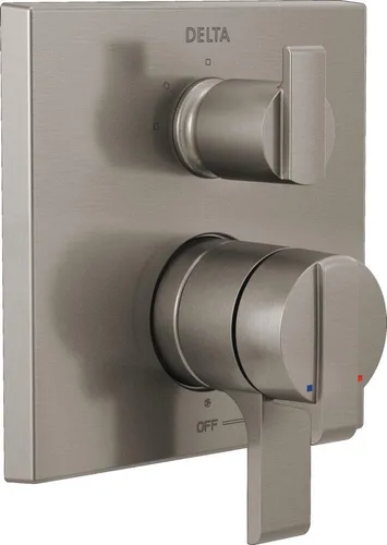 Miniatura 9 de Delta Faucet T27867-SS Ara Angular Modern Monitor 17 Series válvula de control con desviador integrado con 3 modos Cromo