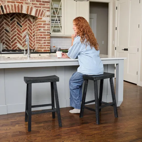 Miniatura 8 de Maven Lane Taburete de bar de cocina, moderno taburete de bar de madera de granja, taburete de isla de cocina, taburetes de bar de altura