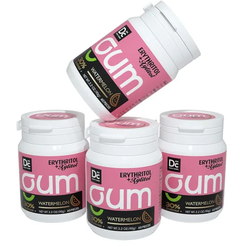 DC24 DAILY CARE Goma de mascar de xilitol con eritritol, sin aspartamo y sin azúcar para boca seca, baja en calorías, sin azúcar, sabor sandía,