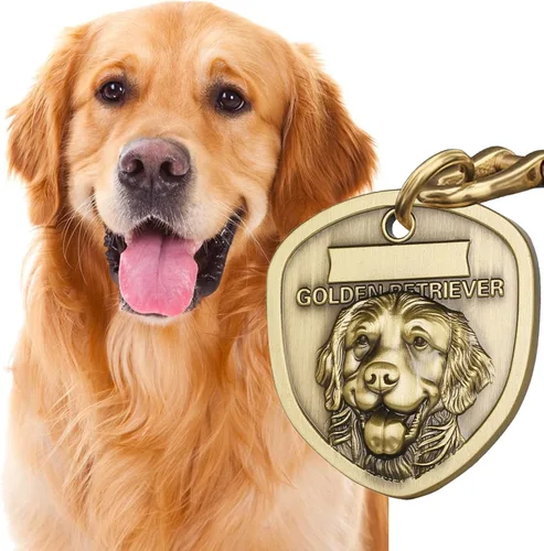 Miniatura 2 de Etiquetas para Perros Golden Retriever Personalizadas para Mascotas Etiqueta de Identificación de Nombre de Perro Grabada Personalizada de Cobre 023